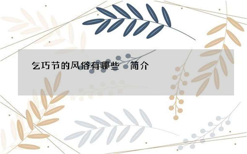 乞巧节的风俗有哪些 简介